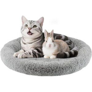 Round Cat Washable Cat Donut Bed with Non-Slip Bottom Comfortable Soft Pet